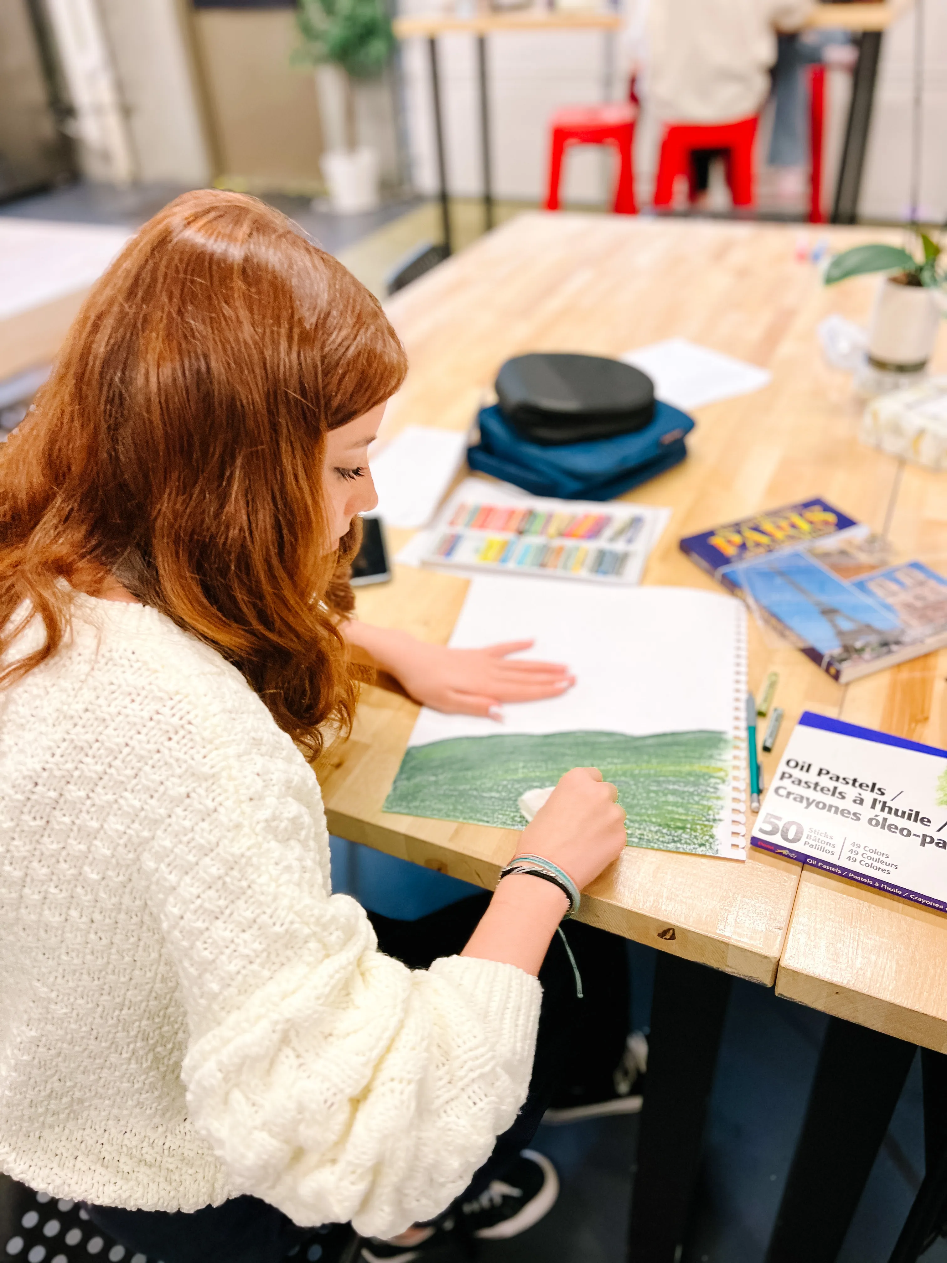 Student creating art